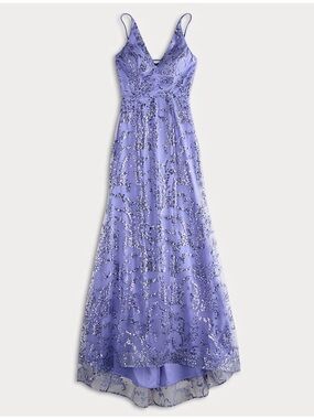 Sequin Embellished Lilac V-Neck Prom Gown Size 3/4 Juniors